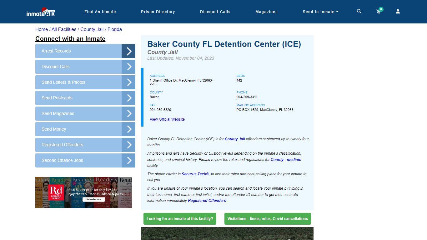 Baker County FL Detention Center (ICE) - Inmate Locator - MacClenny, FL